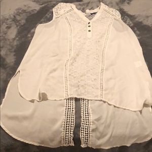 Sheer Cream Top with Lace XL